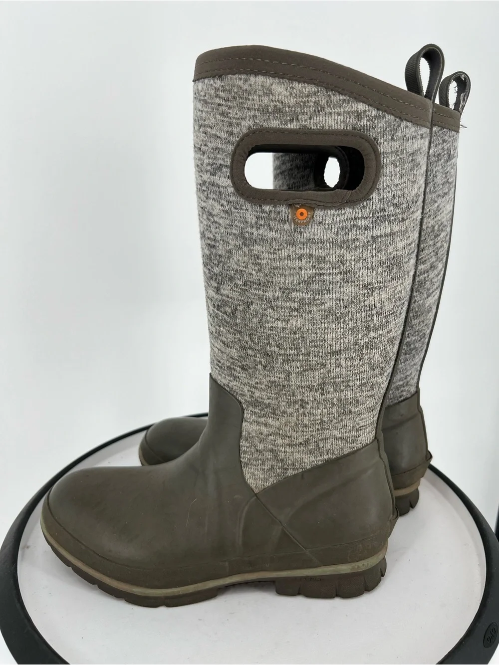 Bogs Olive Green and Heather Gray Tall Knit Waterproof Boots